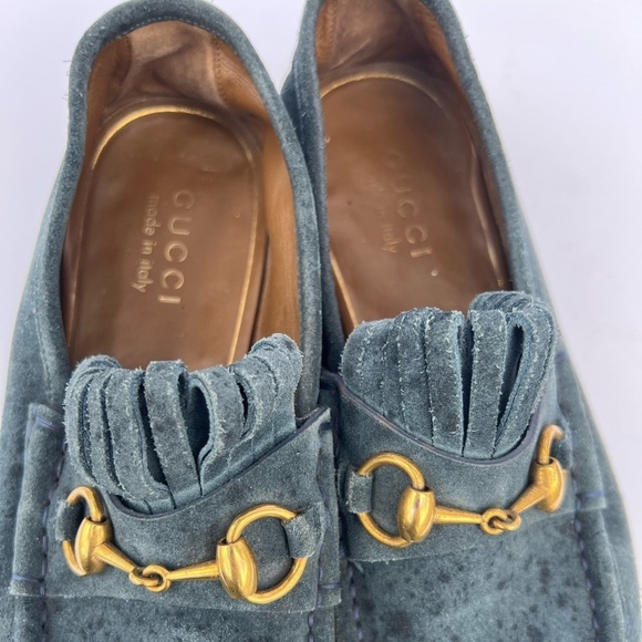 Gucci Blue Suede Horsebit Men’s Loafers 353014 - Picture 15 of 15
